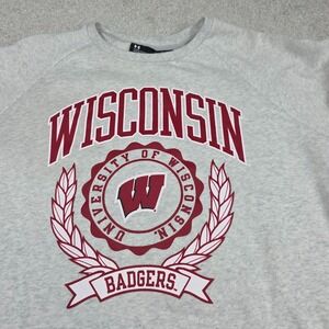 Under Armor Univeristy Of Wisconsin Sweatshirt Mens M Gray Badgers Pullover NCAA